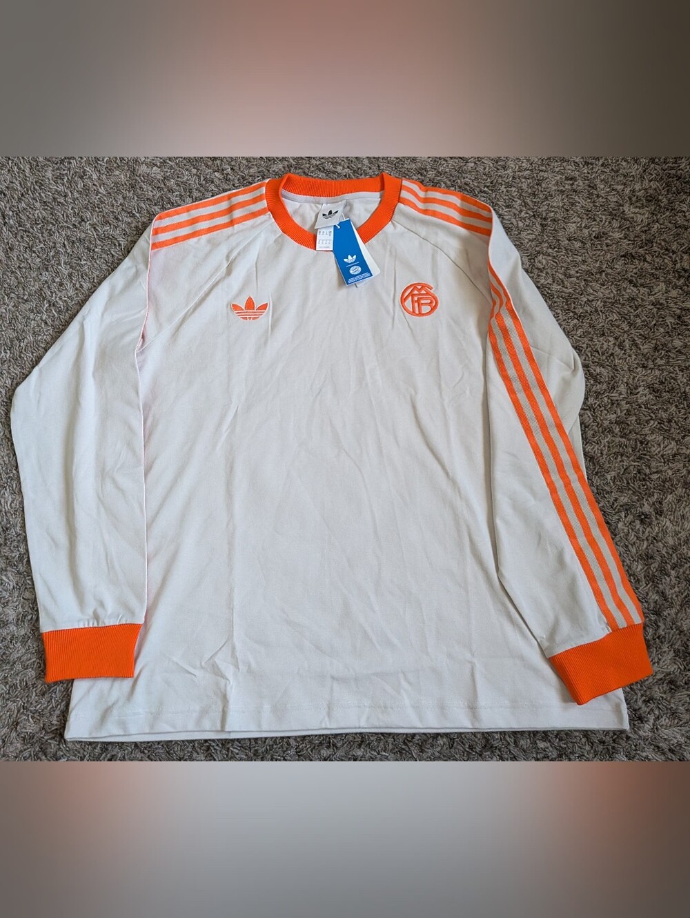 NWT Adidas FC Bayern Munich Beige Orange Long Sleeve Football Shirt Men's 2XL